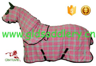 China 100% cotton canvas with check printted 100% cotton canvas printted horse blanket with neck for sale