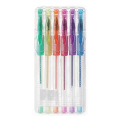 China Multicolor glitter China sages gel pens in clear box (6pcs/pvc box) for sale