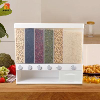 China Freshness Keeping Kitchen Six Compartment Cereal Storage Box High Quality Plastic Airtight Food Cereal Storage Container With Lid for sale