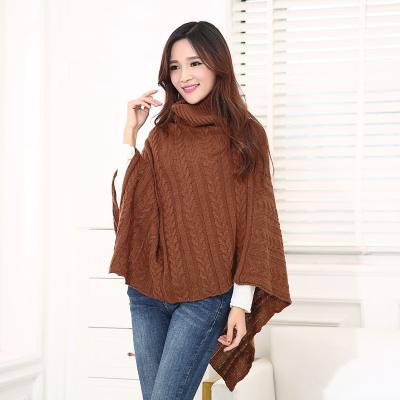 China Newest Striped Women Shawl Knitted Cap Knitting Sweater Knit Sweater Acrylic Fibers Shape Twill Blanket Cap Chunky Hoodie for sale