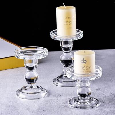 China Home decoration Crystal Glass Home Decoration Candlestick candlesticks transparent handwork wedding decoration glass candlestick for sale