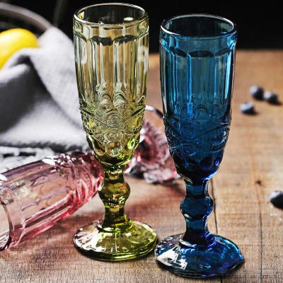 China Durable Drinks Wine Champagne Cocktail Clear Cup Multicolor Carving Glass Tumbler Tumbler Drinking Glass Cup Wholesale Viable for sale