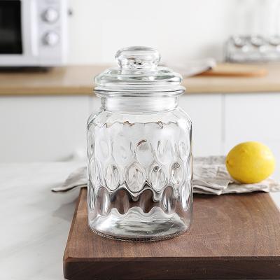 China Well Sealed Airtight Clear Glass Storage Jar Household Snack Nut Pickle Jar Seasonings Block Honey Sugar Jar Food Storage Container Glass for sale