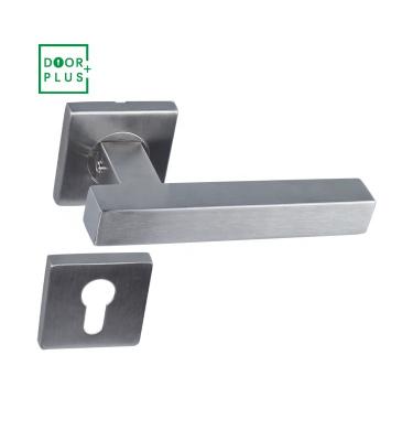 China Easy Installation Doorpuls Simple Design Stainless Steel Interior Passage Door Handle Square Spindles Square Lever Handle for sale