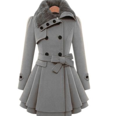 China Reversible Women's Slim Mid Length Woolen Coat With Double Breasted Women Winter Coats for sale