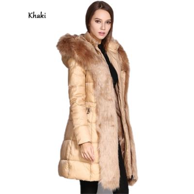 China New Anti-wrinkle Fur Coat Women Thicken Long Coat Women Long Mid Length Down Coats Padded Jacket Women's Coats for sale