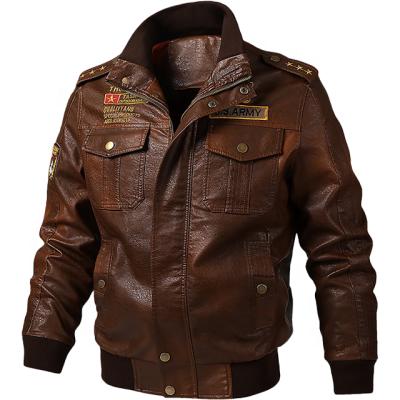 China Air Force Comic Breathable Men's Leather Jacket Men's Leather Jackets And Coats Winter PU Leather Jacket Men's Winter Coats for sale