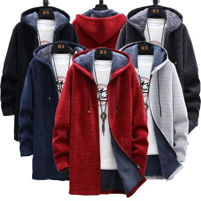 China Fashion Men's 100% Knitting Chenille Solid Color Breathable Hooded Sweater Men's Jacket Plus Long Velvet Coat For Men for sale