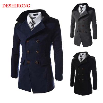 China 2021 Winter Gentlemen Style Slim Reversible Warm Mockup Tailored Business Casual Long Woolen Overcoat Double Breasted Coat For Man for sale