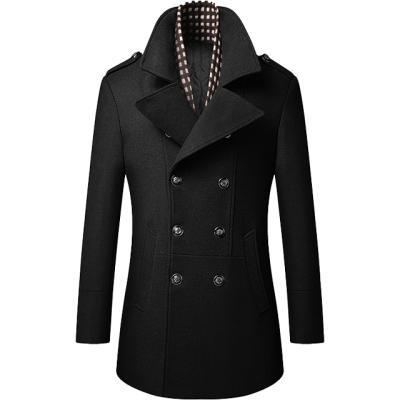 China High quality breathable men's coat suits men's British style woolen lapel wool trench coat thickened men's long for sale