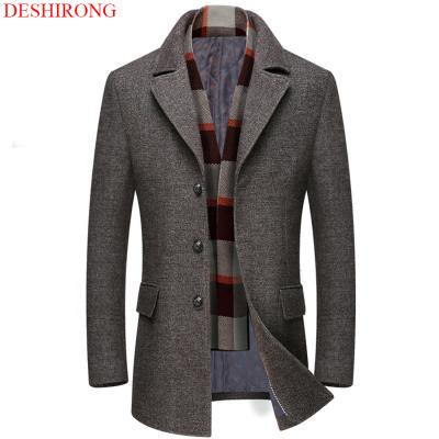 China Wholesale Custom 2021 Winter Long Ditch Coat Breathable For Men Casual Lapel Mens Woolen Overcoat Solid Color Woolen Coat for sale