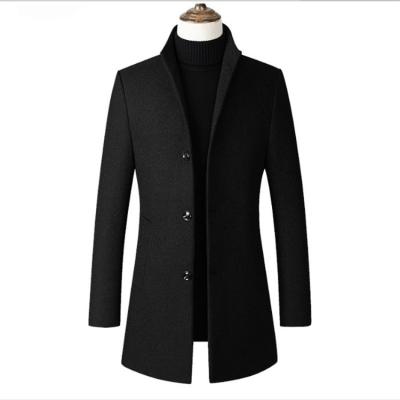 China 2020 Reversible Casual Solid Color Men Coat Straight Lapel Ditch Coat Men Winter Mid Length Woolen Men's Fabric Sweaters for sale