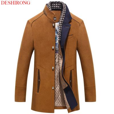 China 2021 New Reversible Ditch Coat Men's Woolen Thicken Winter Coat Men's Cloth Scarf Coat Woolen Men for sale