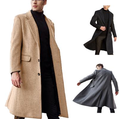 China Anti-Wrinkle Parity New England Fashion Men's Cashmere Coat Thickened Men's Slim Pocket Large Long Lapel Jacket Single Breasted Coat For Men for sale