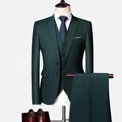 China High Quality Luxury 3 Piece Men's Suit Fashion Breathable Wedding Solid Color Solid Color Men's Slim Suit Sets Large Size Men Blazer+P for sale