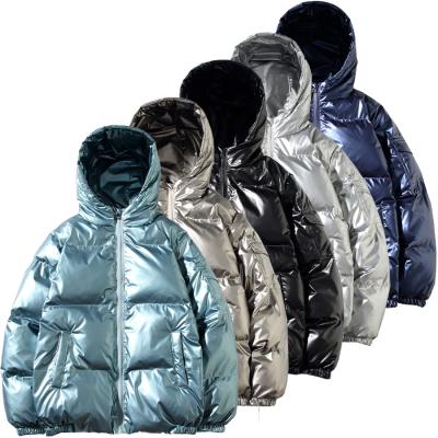 China High Quality Breathable Highlight Padded Down Jacket Mens Thick Cotton Men Bubble Jacket Fashion Stripper Jacket Shiny Men for sale