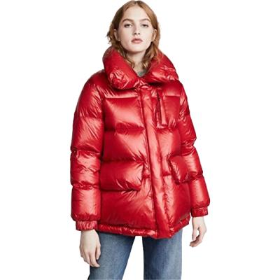 China Fashion Breathable Duck Down Bubble Puffer Coats White For Women Red Collar Women Coated Top Winter Thicken Women Down Coats for sale