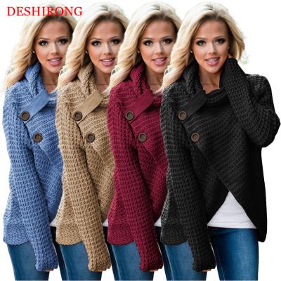 China Anti-wrinkle Fashion Winter Women Solid Color Loose Wire Knitted Pullover Turtle Neck Sweater for sale