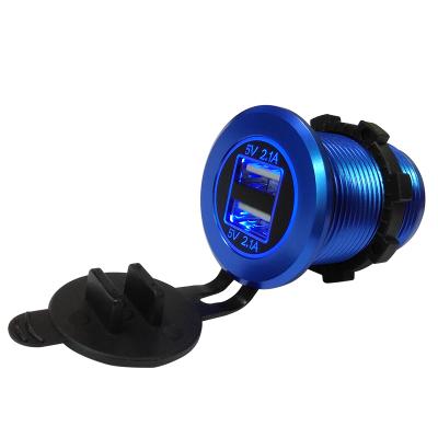 China Flame Retardant Metal Bus Metal Boat Motorcycle USB Car Charger Dual 4.2A Socket for sale