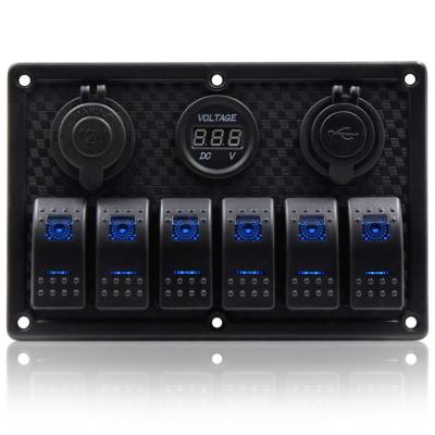 China Waterproof Auto Marine Switch Panel 5 Pin On/Off 6 Pin Car Boat Car Rocker 6 Band Rocker With USB Charger Voltmeter for sale