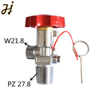 China CO2 Fire Extinguisher Valve PZ 27.8 INLET Wheel Handle Brass Type In Silver Color for sale