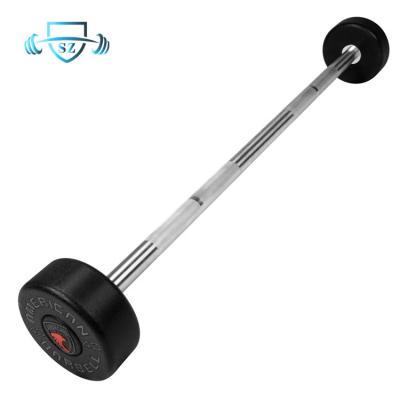 China Universal High Quality Weight Lifting Equipment Gym Fitness Set Machines Rubber Round Head Barbell Fixed Straight Weight Barbell for sale