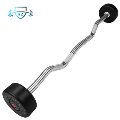 China Universal Fixed Weight Lifting Rubber Coated Head Barbell Free Loop Weight Bar / Weight Lifting Barbell for sale