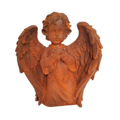 China 2021 European Hot Selling Angel Statue For Garden Cast Iron Aus Gusseisen Engelsstatue Rust Color Europe 2021 Or Patio Decoration for sale