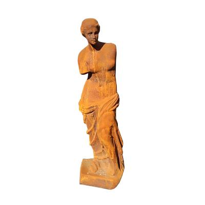 China Europe Factory Lower Price Promotional Natural Rust Color Cast Iron Venus Bust Statue For Garden Decoration for sale