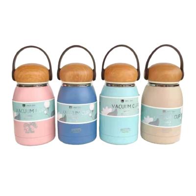 China Beautiful Business Grain Cover Stainless Steel Wooden Thermos / Pad Cold Mug for sale