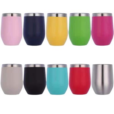 China 12oz Vacuum Wine Tumblers Stainless Steel Disposable Custom Coffee Mug Masks Travel Mug Insulated Tea Mug for sale