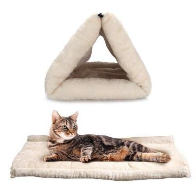 China 2-in-1 Portable Pet Bed Cave Cat Pet Bed Tunnel Fleece Tube Cushion Viable Soft Mat for sale