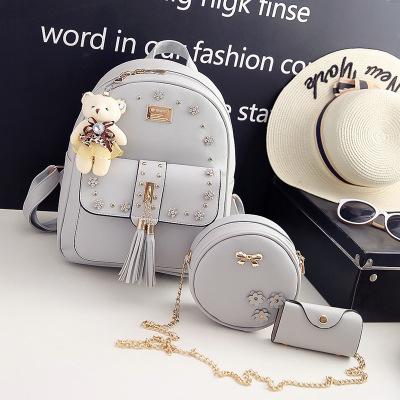 China Waterproof High School Girl Shoulder Bag Set 2019 New Popular Waterproof Tassel Travel Backpack Female for sale