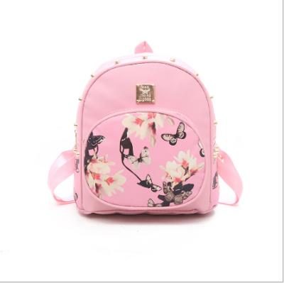 China 2019 Waterproof New Butterfly Shoulder Bag Girl's Backpack Popular Female Outdoor School Floral Print for sale