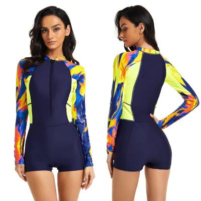 China Latest Hot Selling Anti-UV One Piece Girls Long Sleeve Rash Sexy Chest Zipper Surfing Bathing Suit Surfing Guard Diving Wetsuits for sale