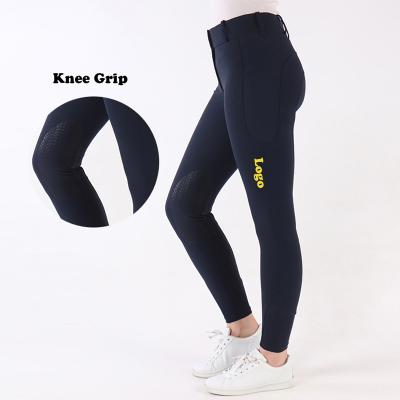 China Custom Logo Knee Grip Silicone Anti-UV Riding Pants Pocket Side Rider Breeches Support Belt Riding Wear Clothes For Women for sale