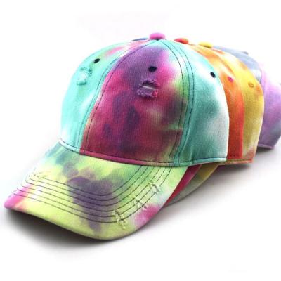 China Promotional JOINT Sellers OEM Sports Gorras Cheap Dad Caps Simple Distressed Dad Hat Tie Dye for sale