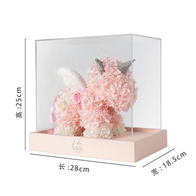 China Longlife Luxurious natural Flower preserved flowers unicorn in acrylic box Exquisitegift for the boy or girls gifts for sale