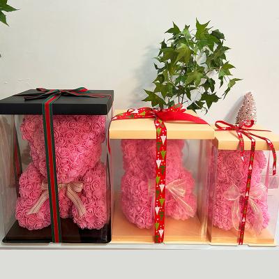 China Longlife Valentine's Day Christmas Gift 30cmPE flower flower decorated Teddy Rose Bear with box for sale