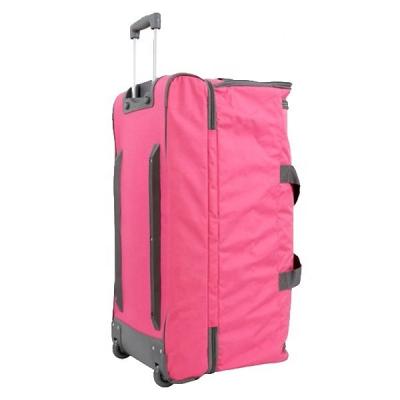 China Pink Oxford Sports Teams Large Capacity Trolley Luggage Bag With Wheels Section Zipper Closure Bottom Shoes Compartment for sale