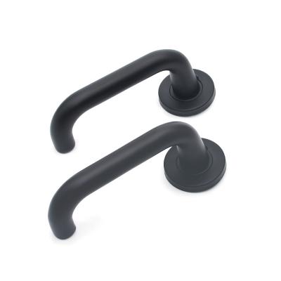 China Modern in Black Aluminum Stock Aluminum Base Lever Handle Stainless Steel Door Handle for sale