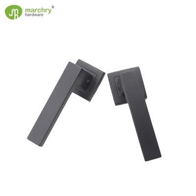 China Modern Design Matt Interior Door Handle Lever Black Square Black for sale