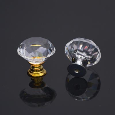 China Base Contemporary Crystal Furniture Silver Gold Cabinet Knob Diamond Shape Crystal Knob For Drawer for sale