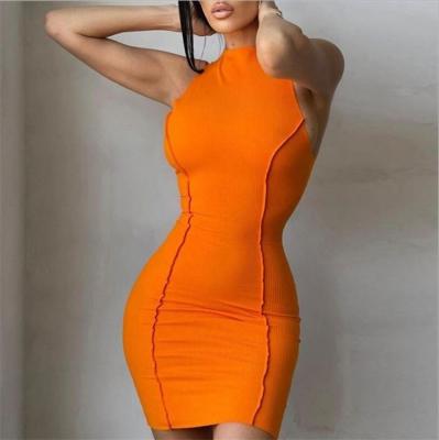 China Free Sample Breathable Women Summer O Neck Butt Lifting Up Bodycon Women Summer Sleeveless Solid Dress for sale