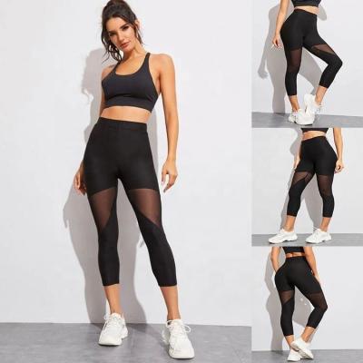 China Free Sample Wholesale Summer Patchwork Women Antibacterial Black Mesh High Waisted Sport Yoga Running crack! crack! butt gaiters for sale