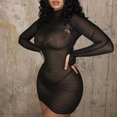 China Free Sample Anti-Static Sexy Club Party Wear Mesh Dress Sleeveless Elegant Mini Satin Bodycon Dress for sale