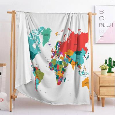 China PORTABLE World Map Printing Spring and Autumn Leisure Warm Blanket Blanket for sale