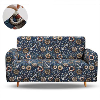 China Elastic Breathable Comfort Mediterranean Style Printed Sofa Cover L Type 1/2/3/4 Seats Sofa Cover Elastic Cover Living Room for sale