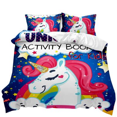 China Rainbow Pony Nondisposable 3d Unicorn Fashion Bedding 3 Piece Comforter Cover Wholesale for sale