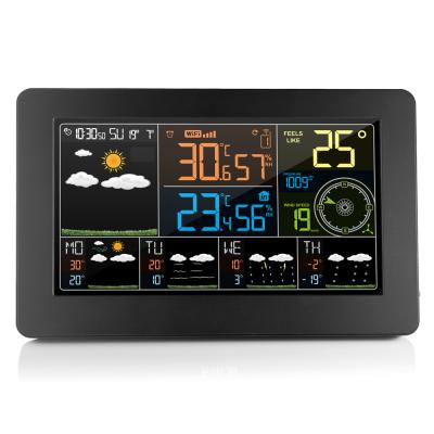 China Directly connects to the luxury alarmed Wi-Fi weather station table decoration with APP control wifi clock for sale